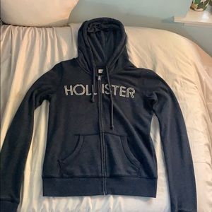 navy blue Hollister zip-up
